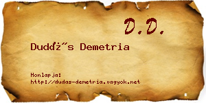 Dudás Demetria névjegykártya